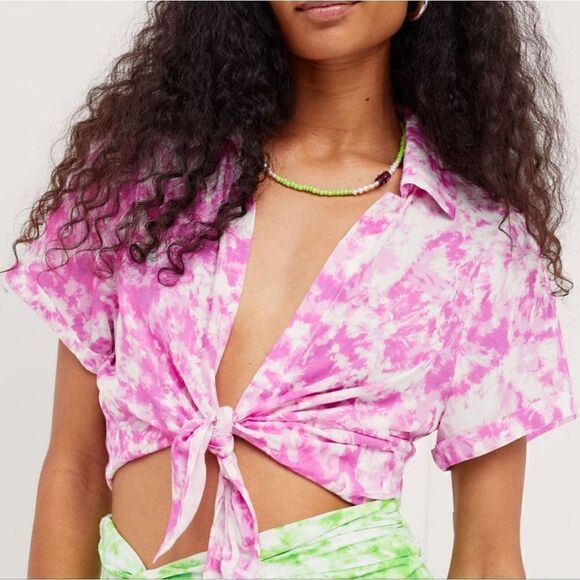 For Love And Lemons Devon Tie Dye Knot Crop Top NWT - Picture 1 of 11